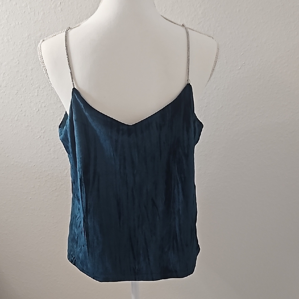 Rachel Zoe Green Fitted Spaghetti Strap V-Neck Camisole - Picture 3 of 8